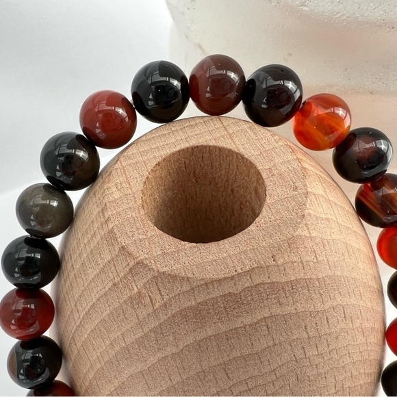 AUTUMN Colored Agate Beaded Stretch Bracelet - Picture 5 of 14